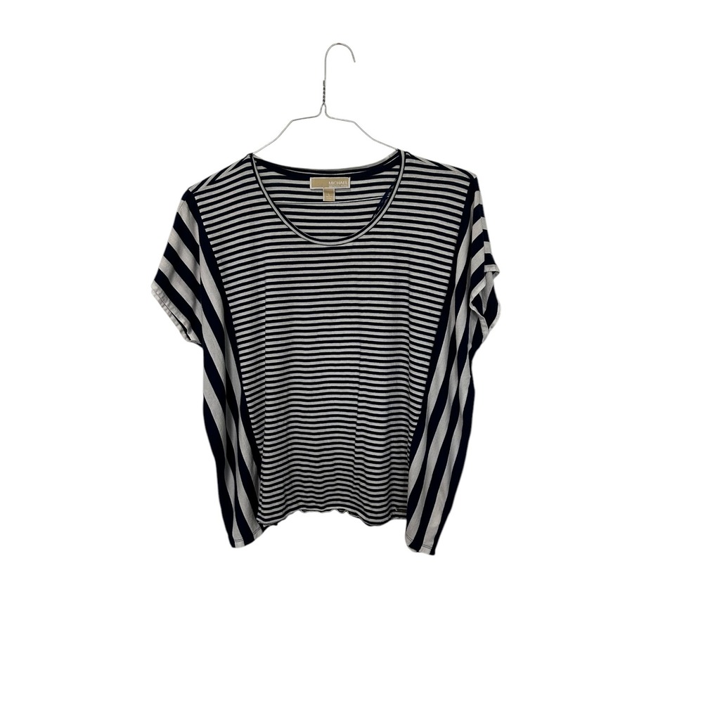 Michael‎ Kors Striped T-Shirt Short Sleeve Casual Top Navy White Size L